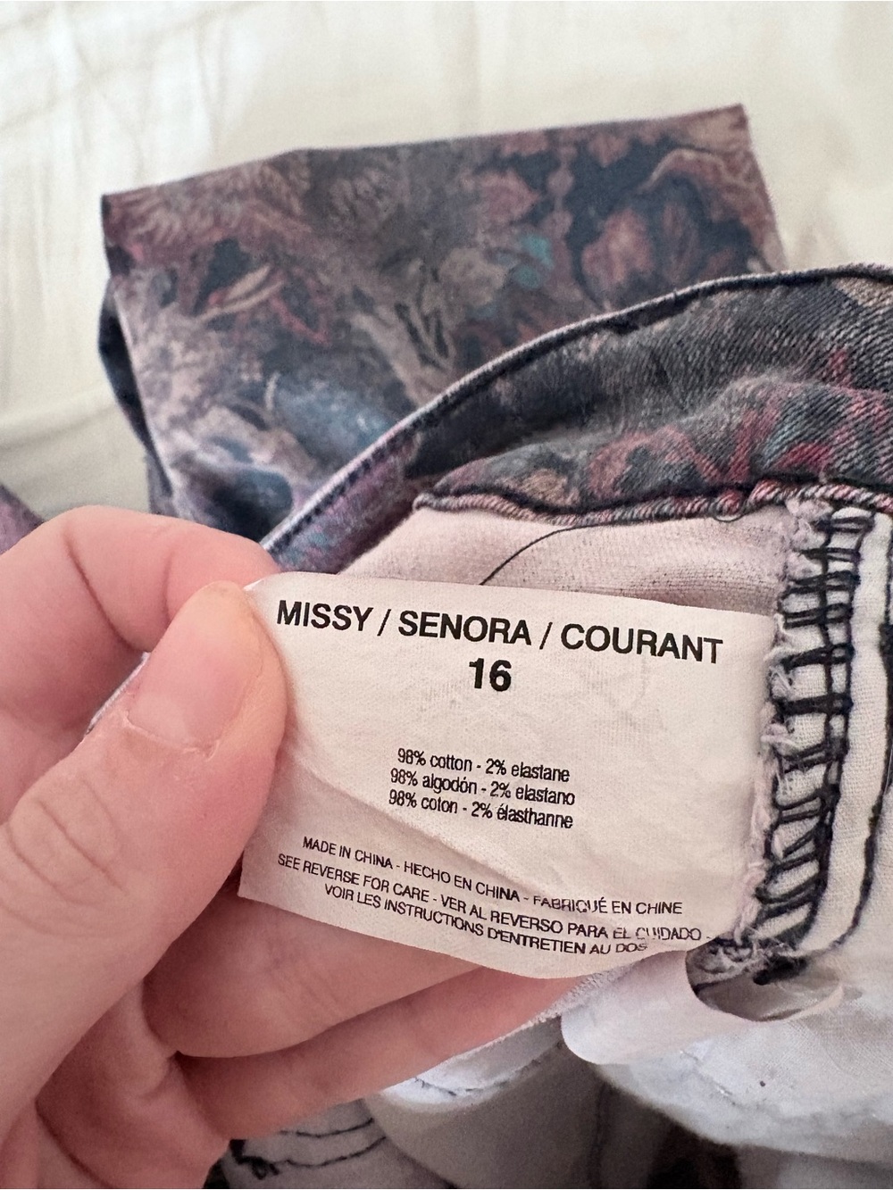 Bandolino Jeans with Dusty Lavender and Slate Floral Waistband - Picture 8 of 9